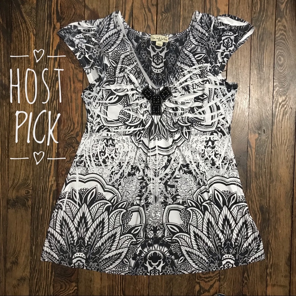 live and let live | embellished v-neck tunic | pl